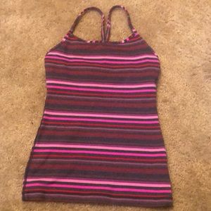 Lululemon pink striped athletic tank top!